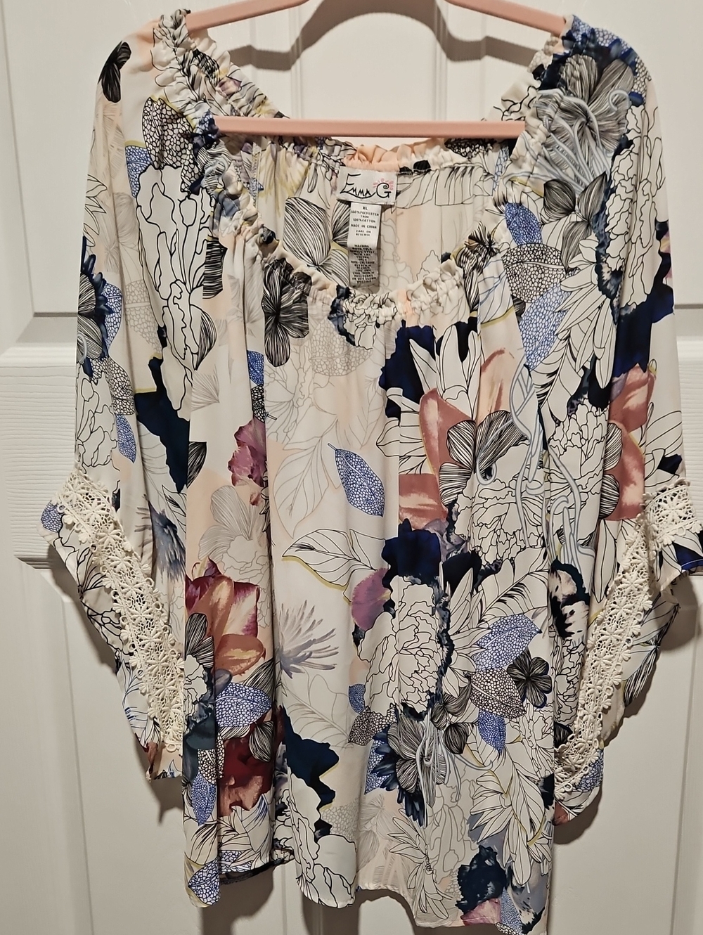 Floral Off-Shoulder Blouse - Neutral Multi Size XL